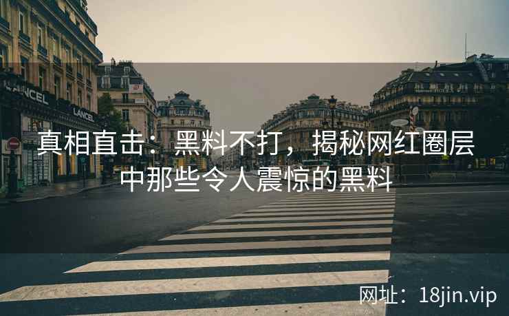 真相直击：黑料不打，揭秘网红圈层中那些令人震惊的黑料