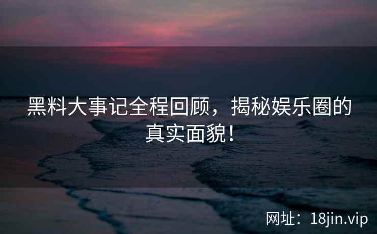 黑料大事记全程回顾，揭秘娱乐圈的真实面貌！  第2张